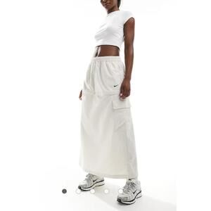 Nike Woven 2 n 1 maxi and mini skirt with zip detail in beige size L NWT